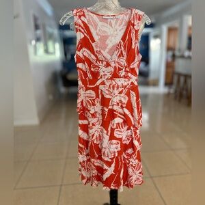 New York & Company Red and White Wrap Sundress